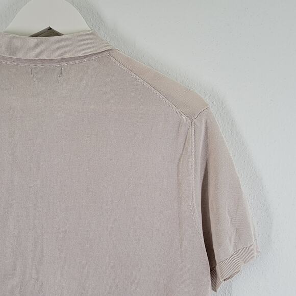 Massimo Dutti Knit Polo Shirt Mens Large Cream Short Sleeve Preppy - Picture 7 of 11